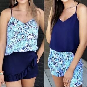Lilly Pulitzer NWT Dusk Top XS‎ Light Aqua Spritz reversible sleeveless blouse